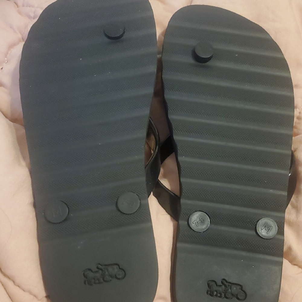 Coach Black Sandals with Gold Accents - Picture 4 of 11